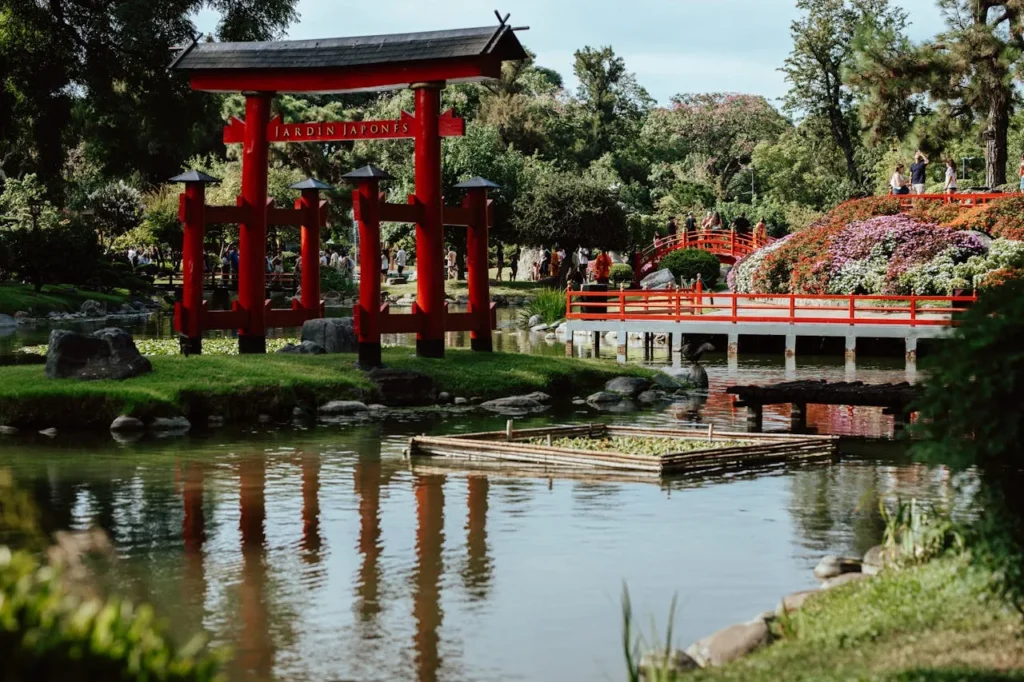 Buenos-Aires-Argentina-Japanese-Garden-with-Red-Torii-Gate-and-Bridge