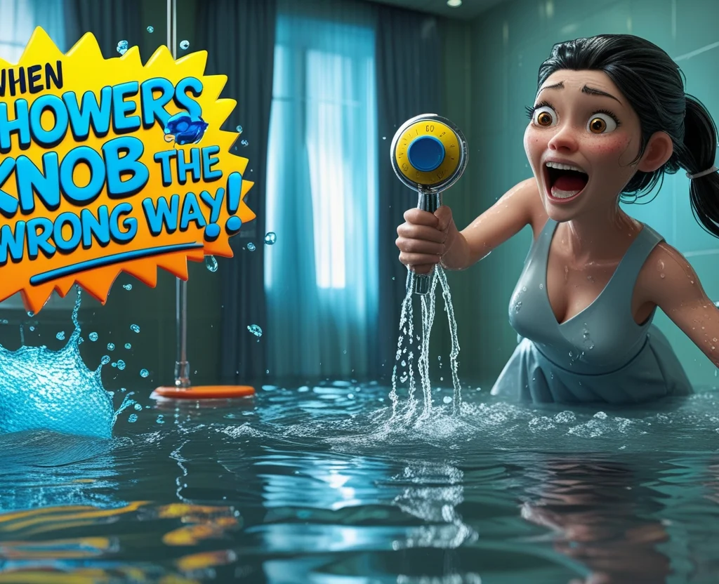 14 Funny Travel Stories & Unusual Escapades: Lessons Learned From Global Mishaps! 1 Funny-travel-mishap-hotel-bathroom-flood-chaos-with-broken-shower-knob.