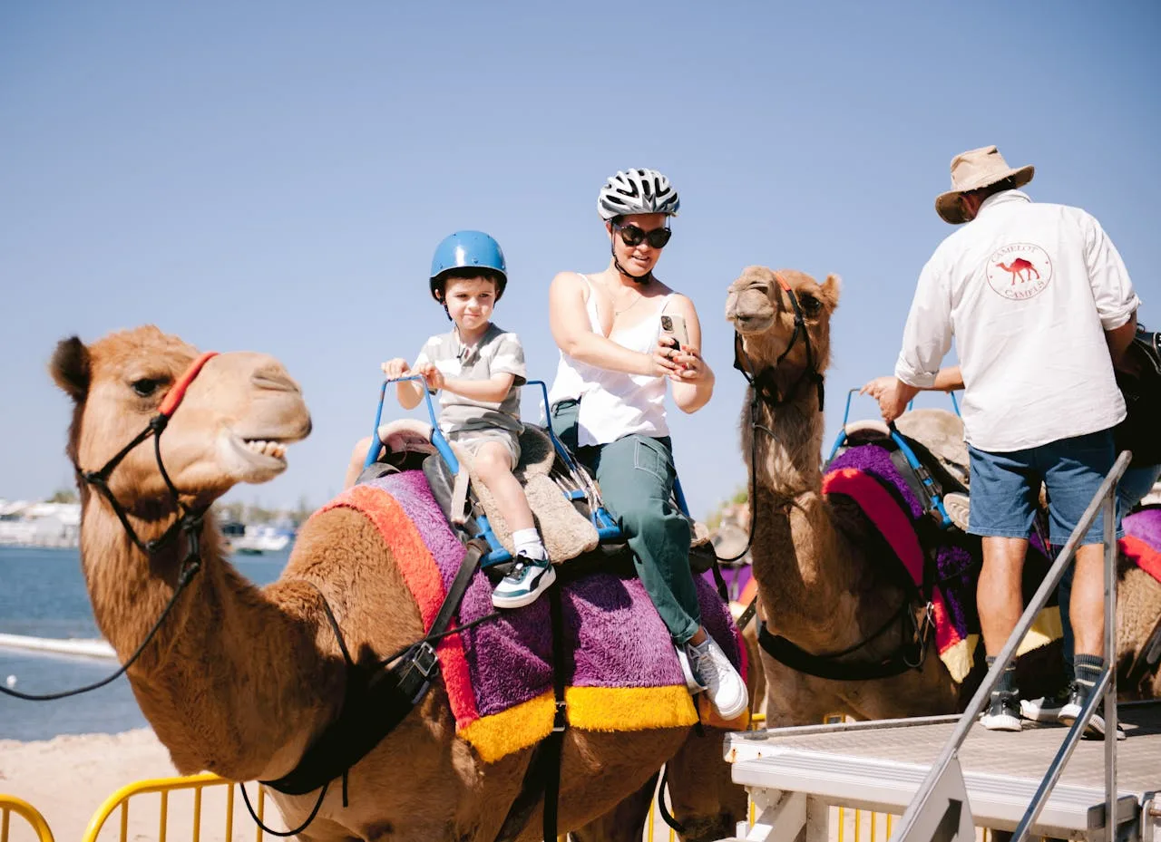 Tourists-Riding-on-a-Camel-Ride-Near-Taj-Mahal